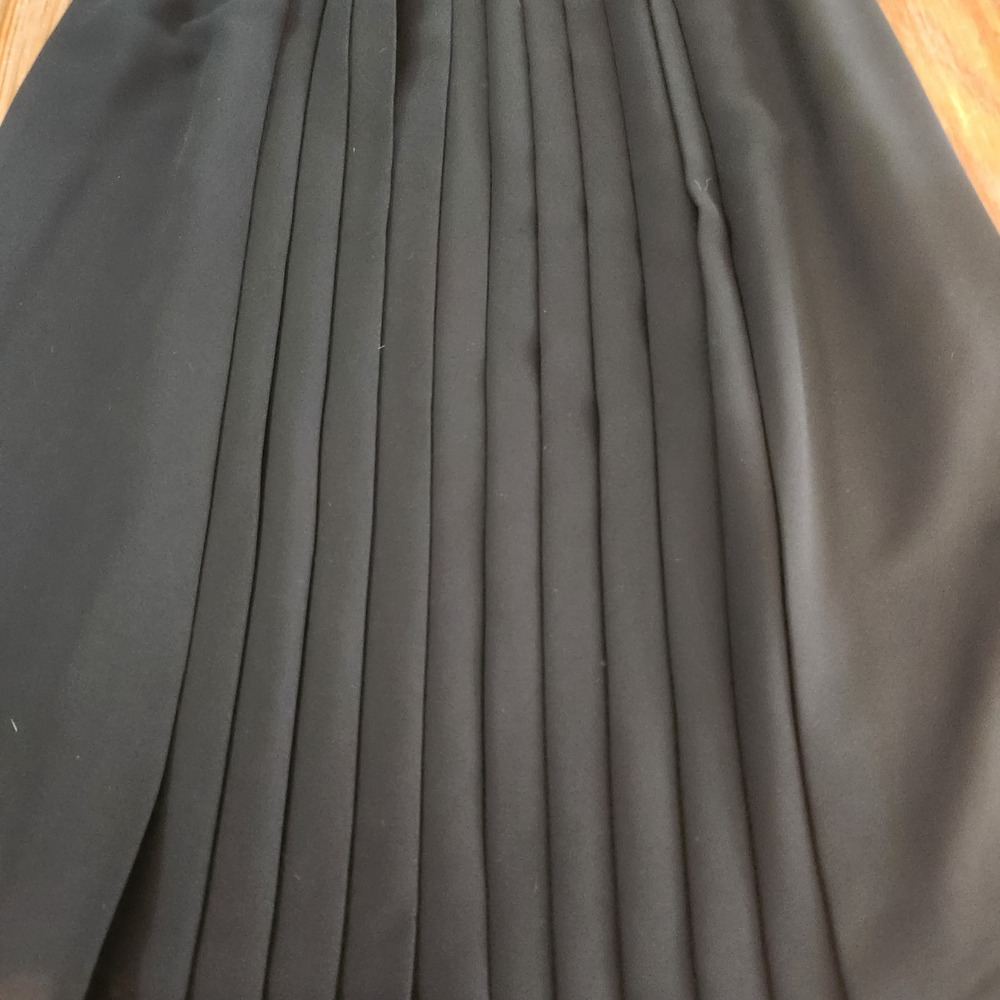 Vtg 80s Donna Morgan Small Pleated Sheer Chiffon Midi Dress Peter Pan Collar - Picture 12 of 15